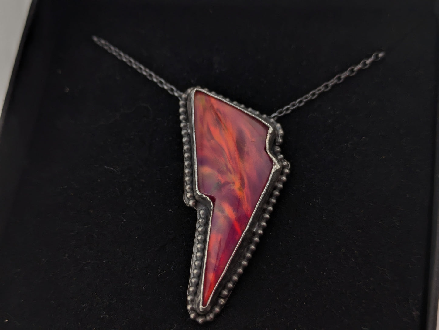 Red Aurora Opal Bolt Pendant