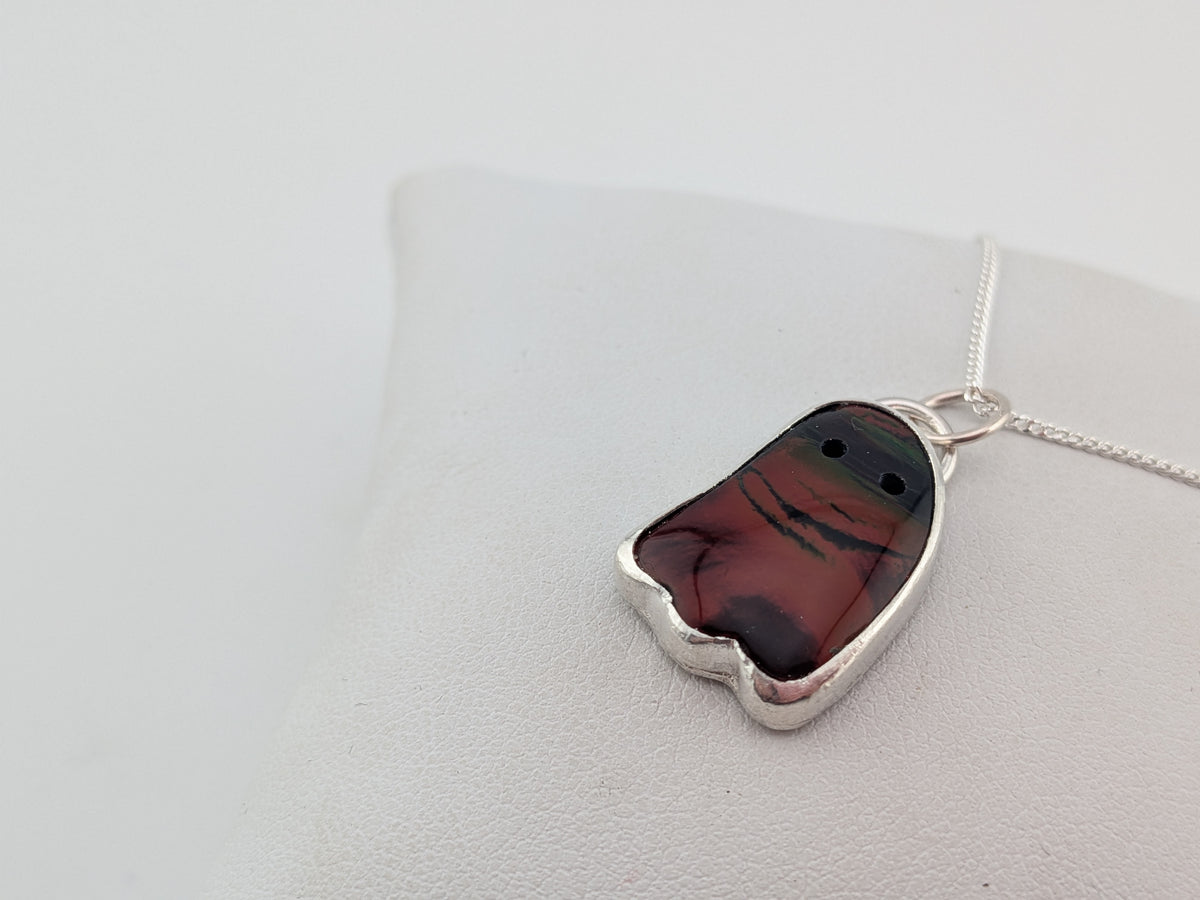 Iridescent Black Aurora Opal Ghost Pendant