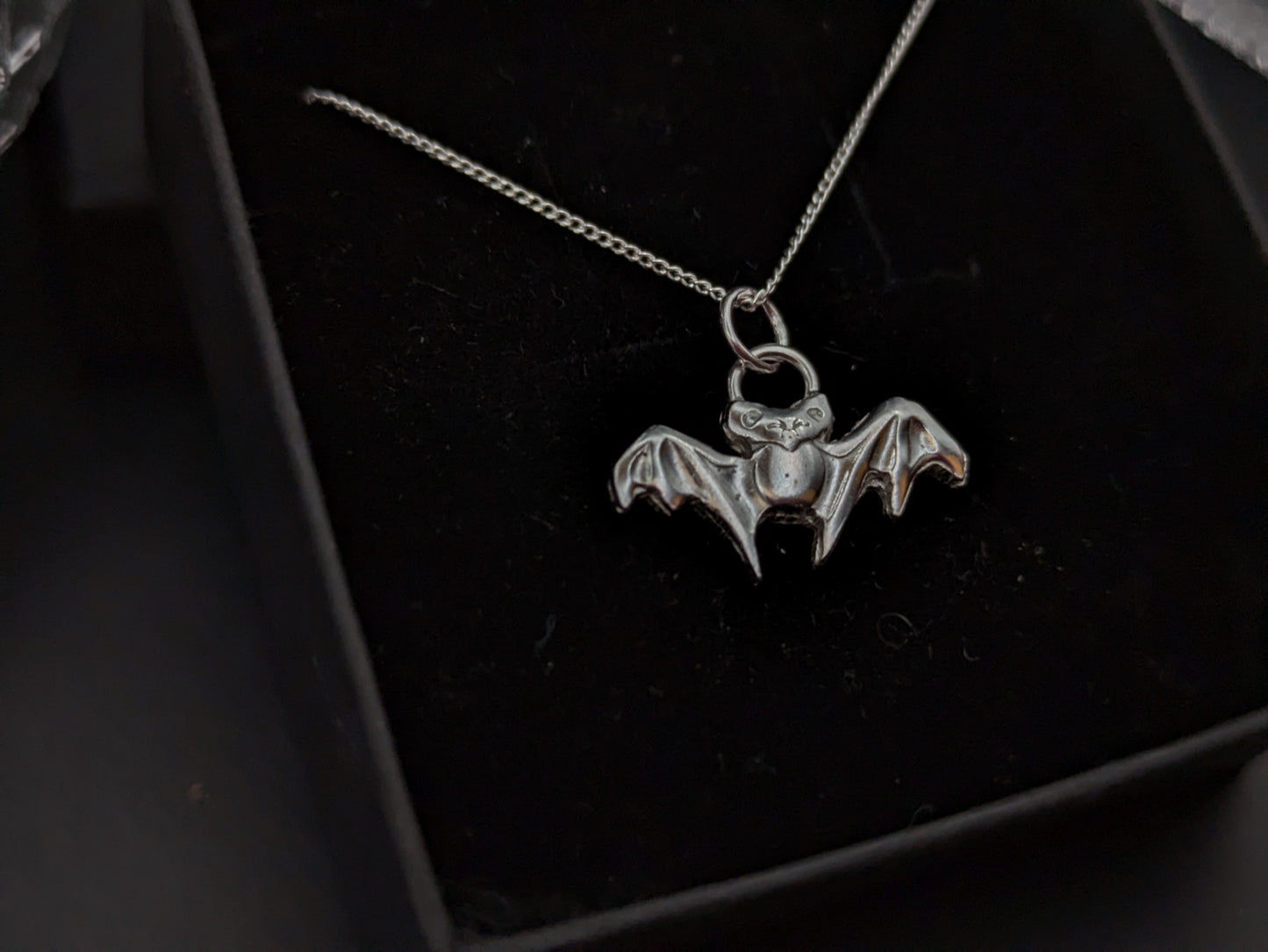 Sterling Silver Hand Pressed Bat Pendant