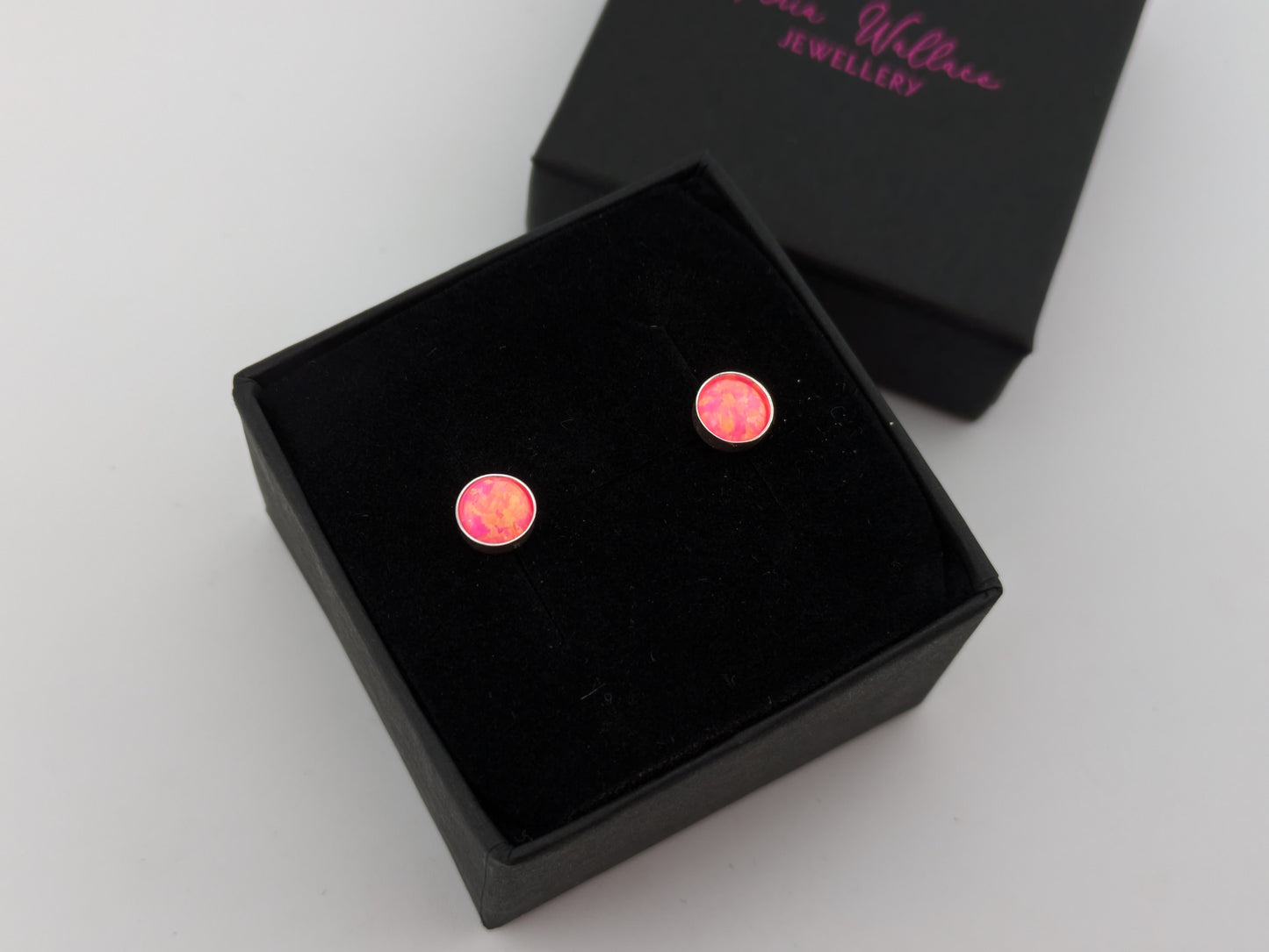 Royal Pink Lab Opal Sterling Silver Studs