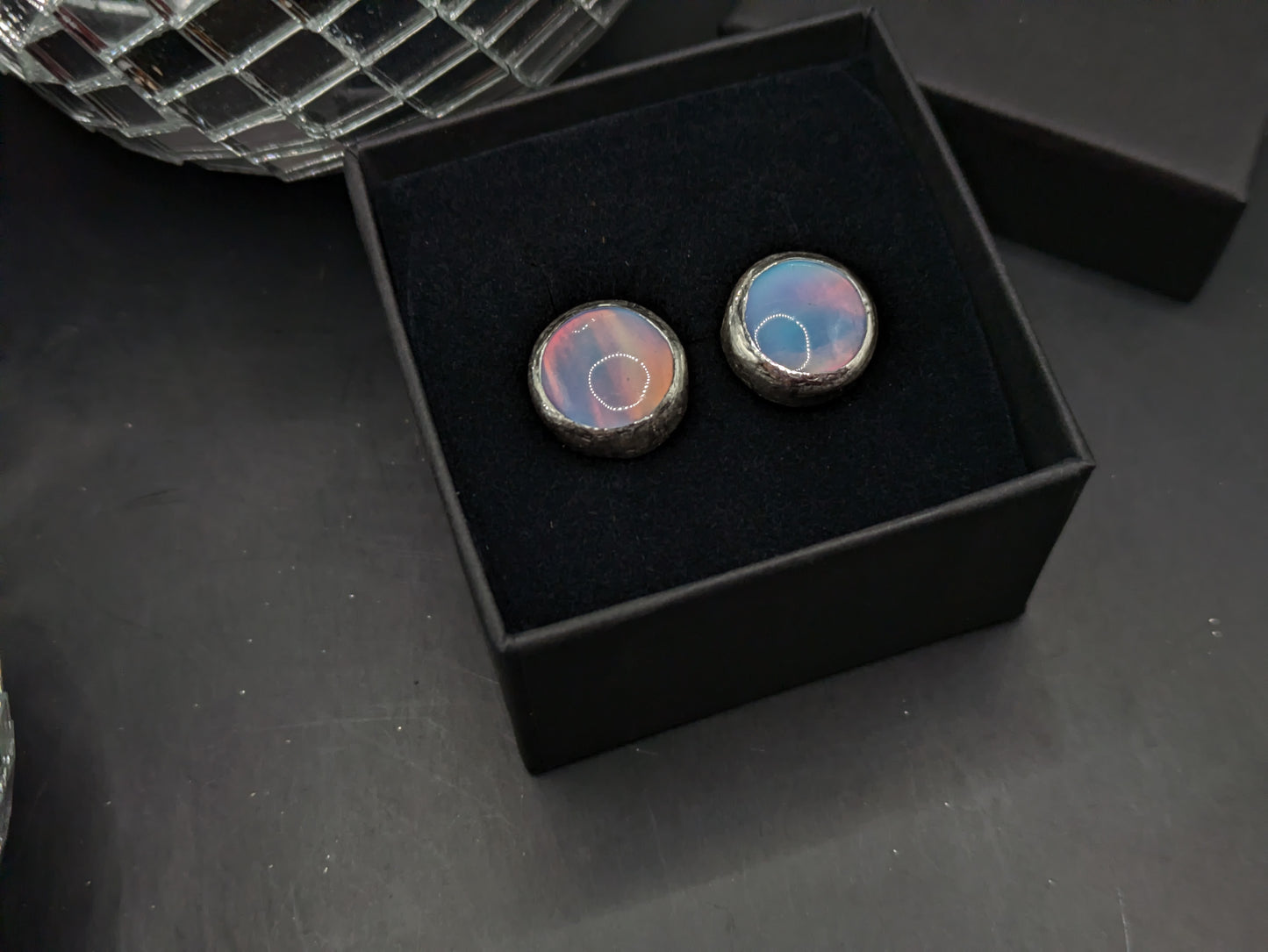 Baby Blue Aurora Opal Studs