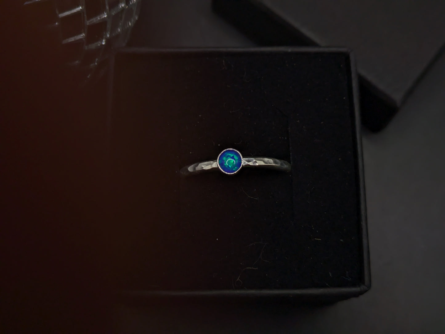 Sterling Silver Band With Ocean Blue Opal