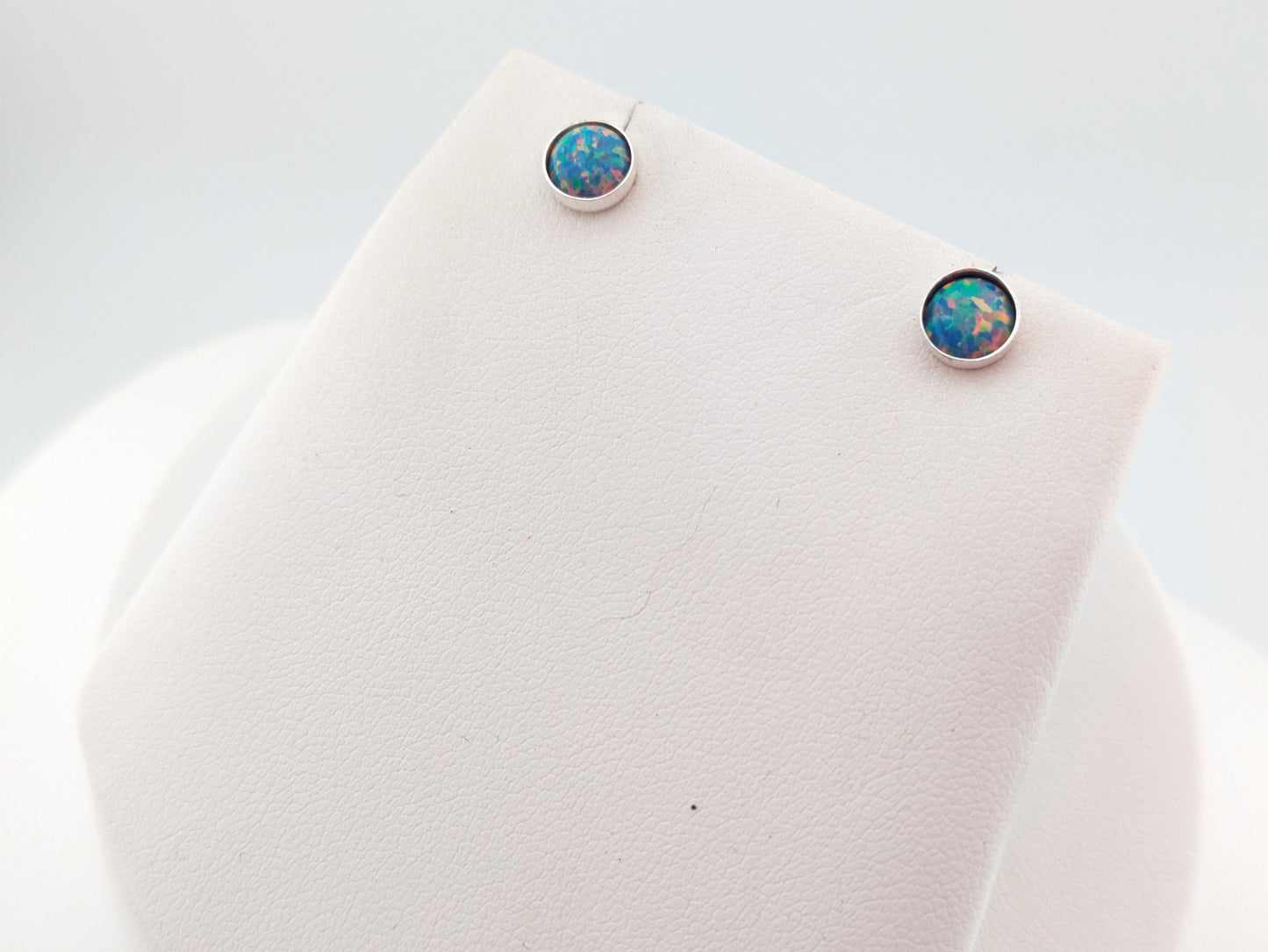 Aegean Blue Lab Opal Sterling Silver Studs