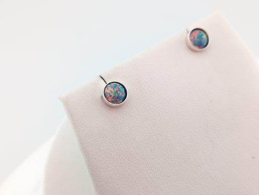 Aegean Blue Lab Opal Sterling Silver Studs