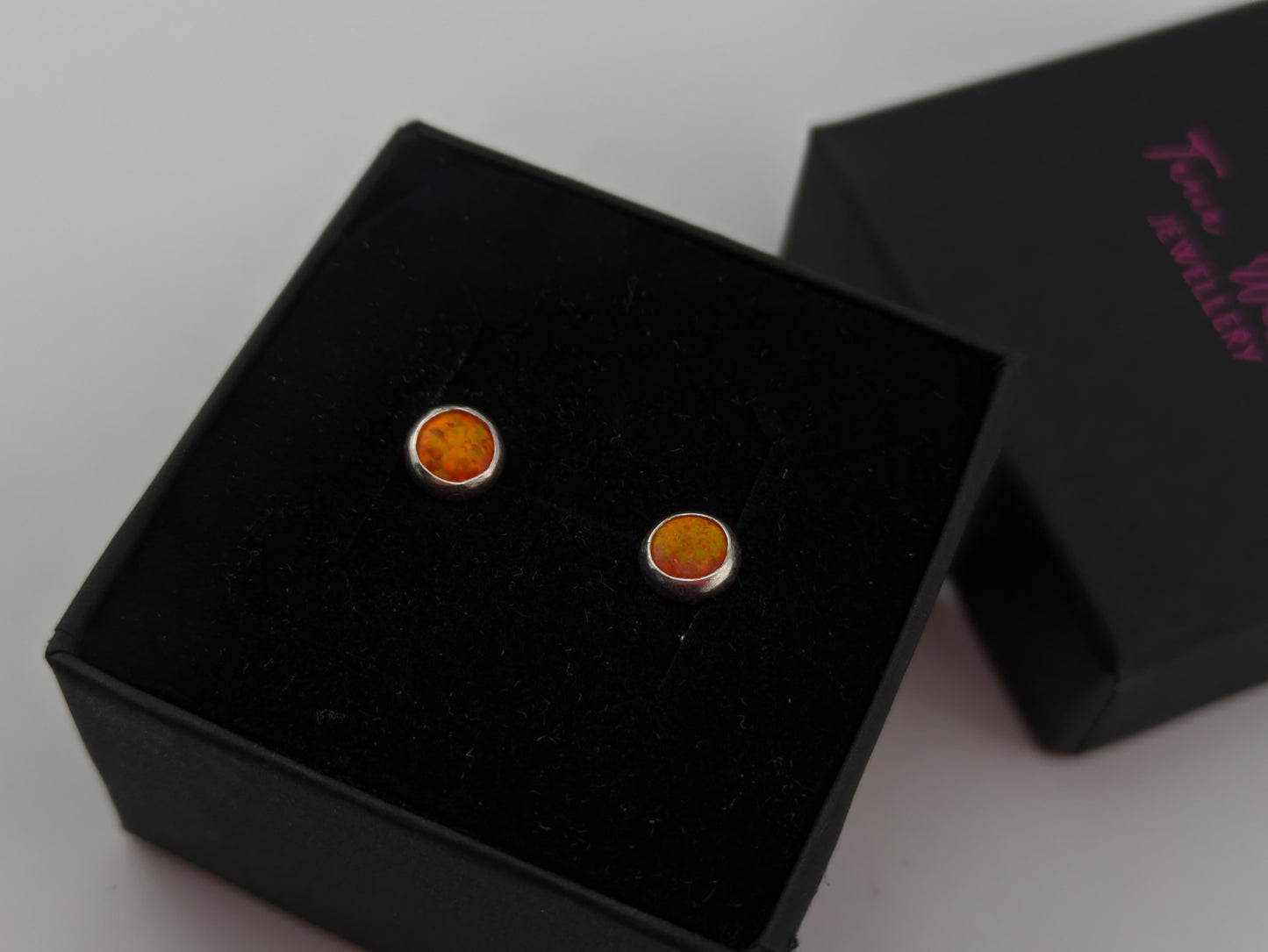 Sunset Flame Lab Opal Sterling Silver Studs