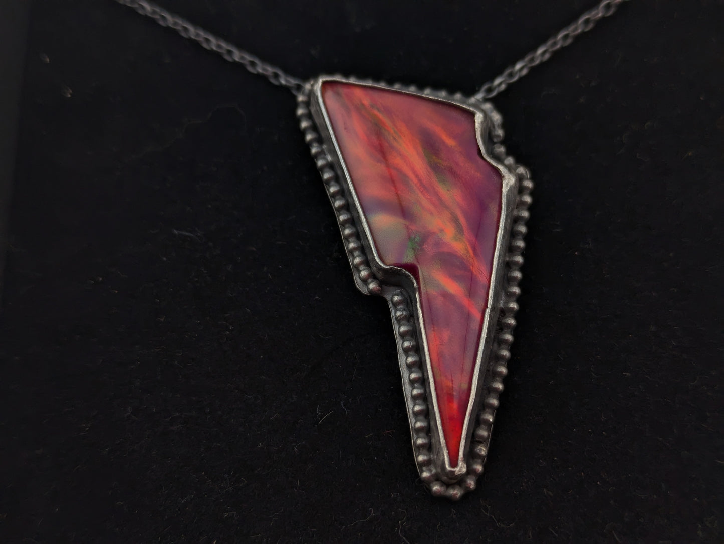 Red Aurora Opal Bolt Pendant
