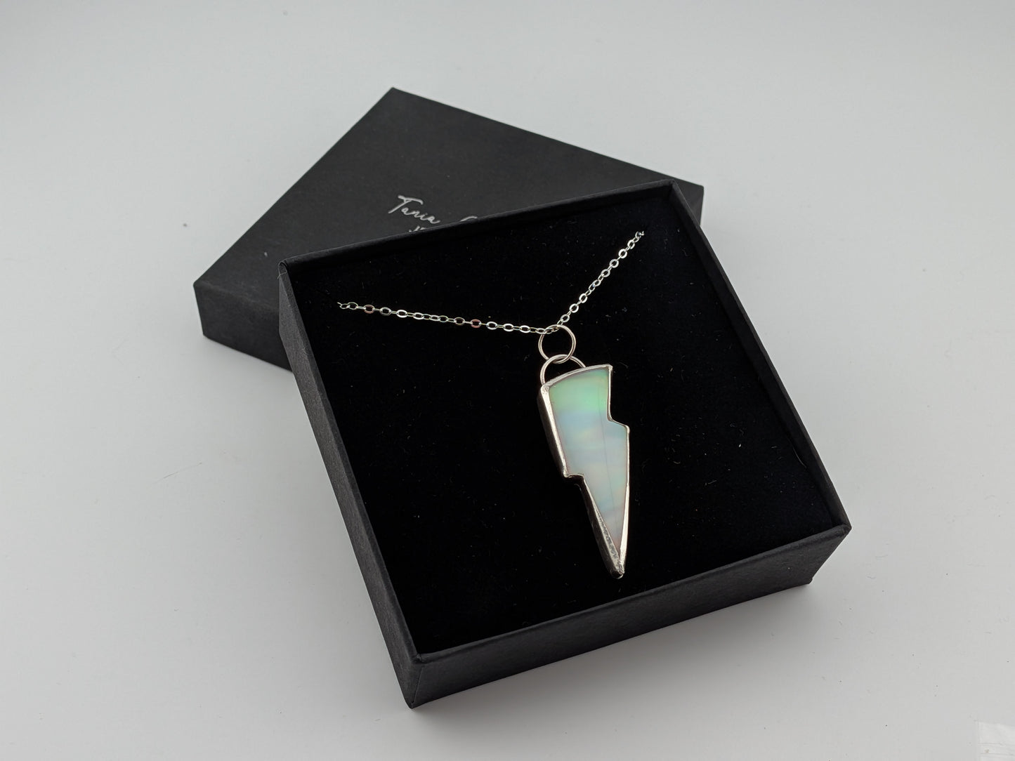 White Iridescent Bolt Pendant
