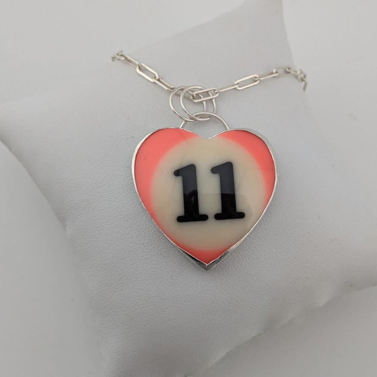 Pink/Orange #11 Pool Ball Pendant