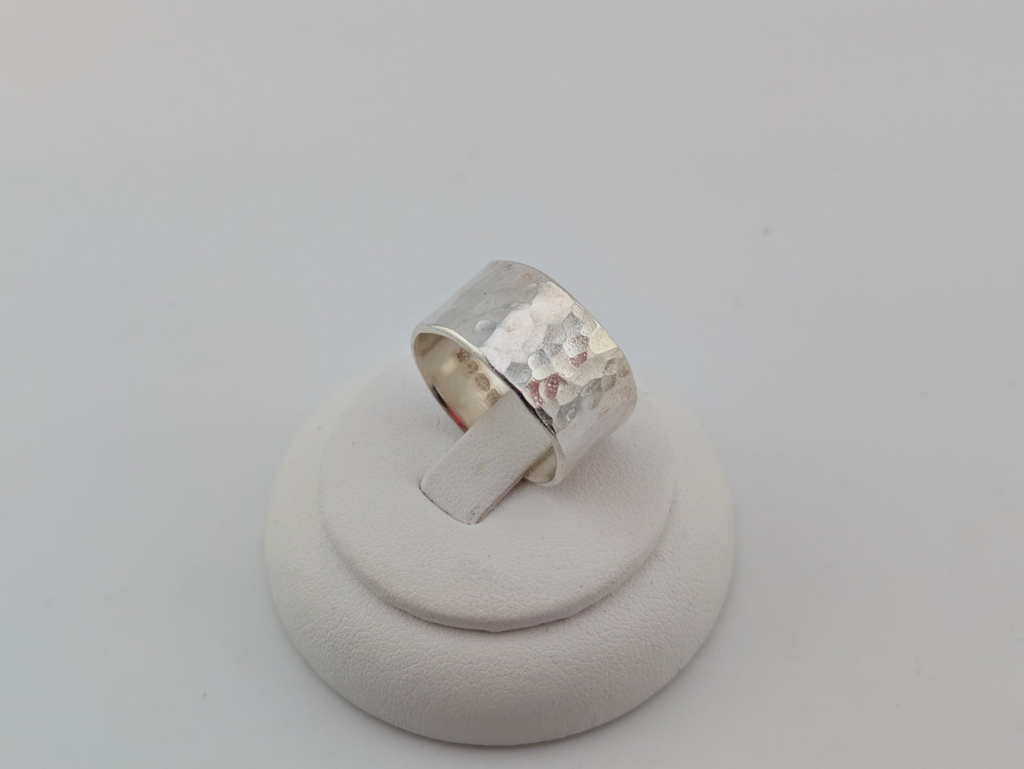 Wide Band Sterling Silver Hammered Ring