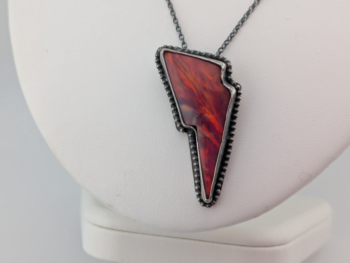 Red Aurora Opal Bolt Pendant