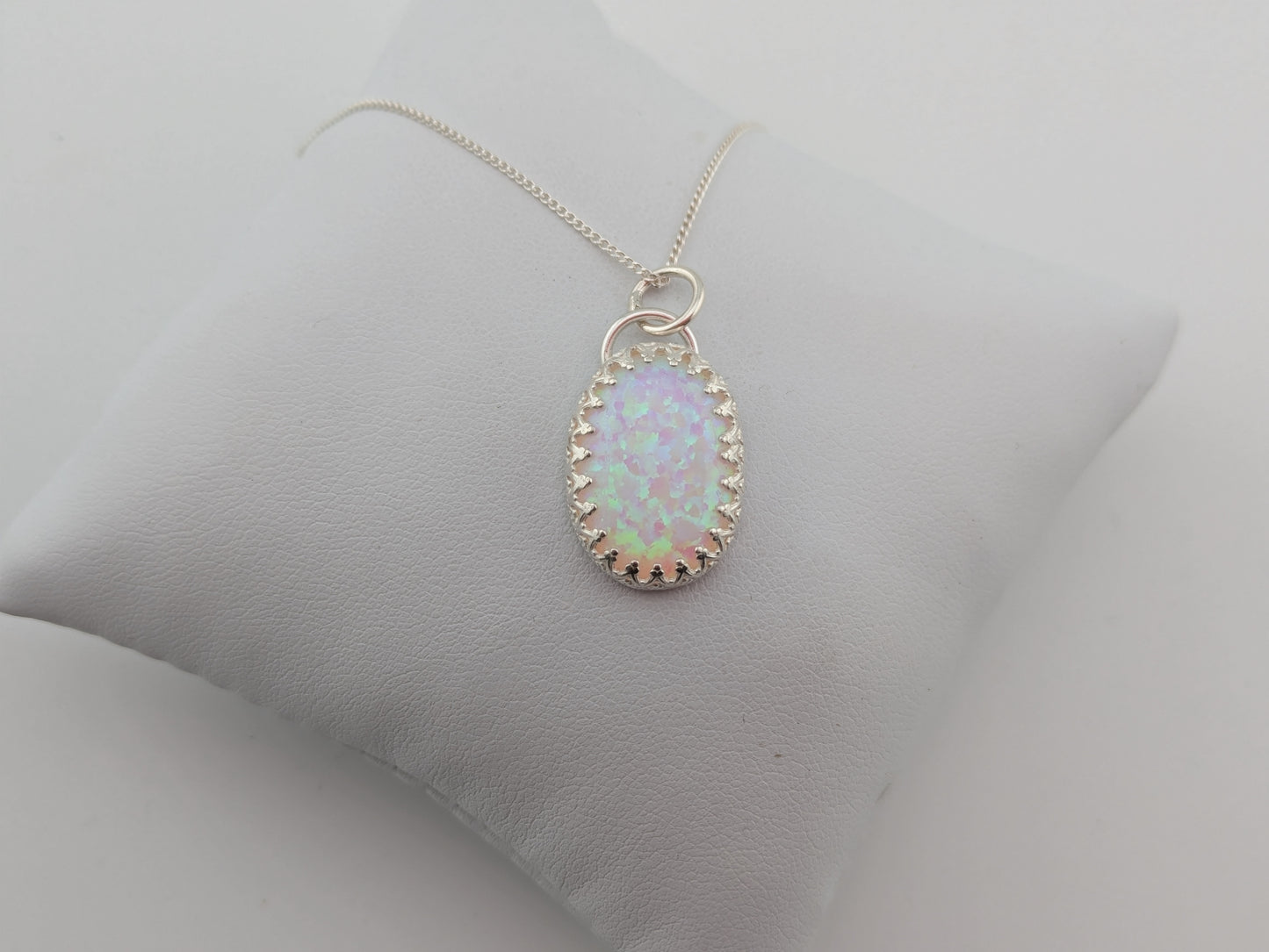 Oval Lab Created Opal Pendant