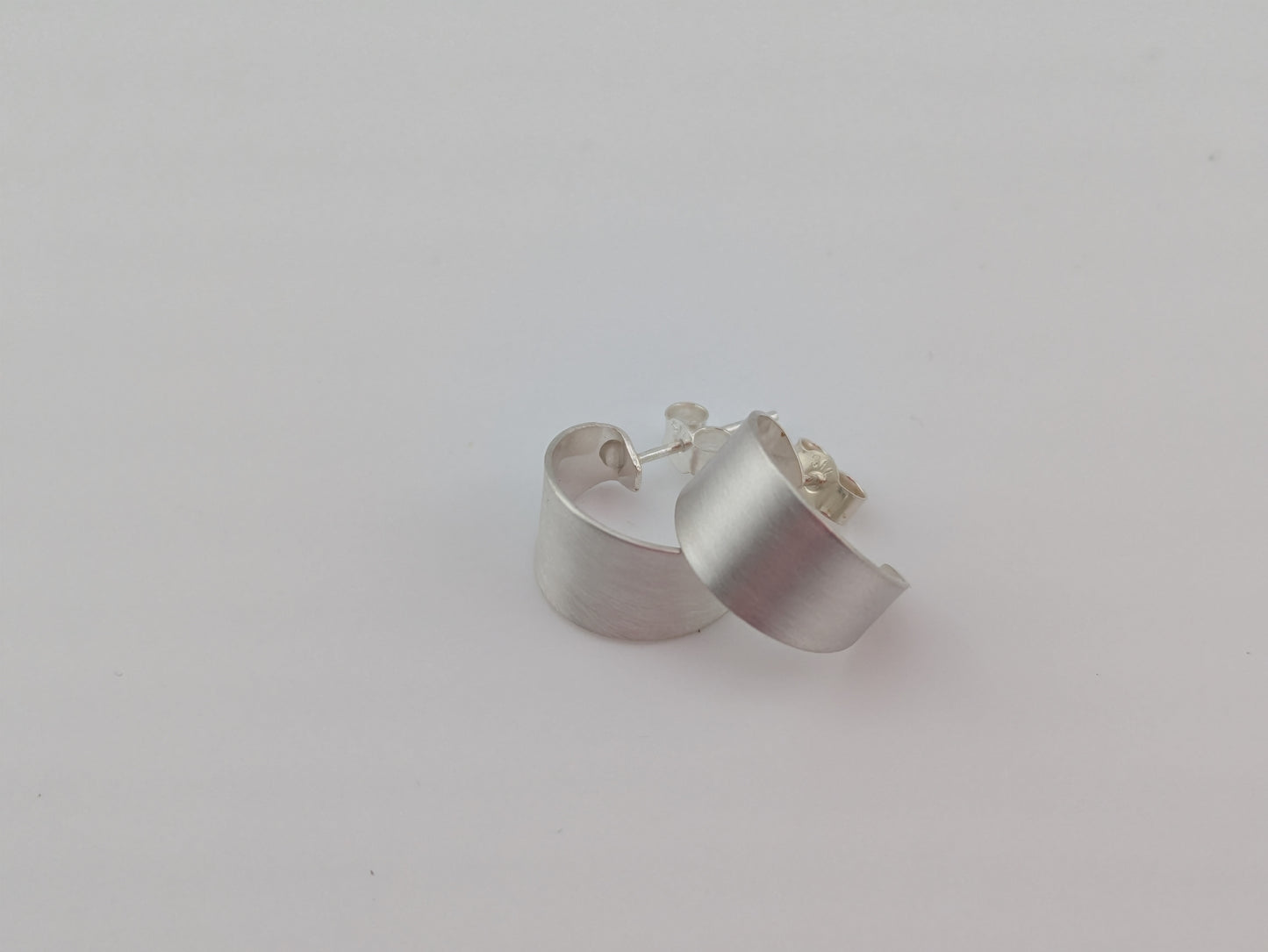 Brushed Silver Hoops