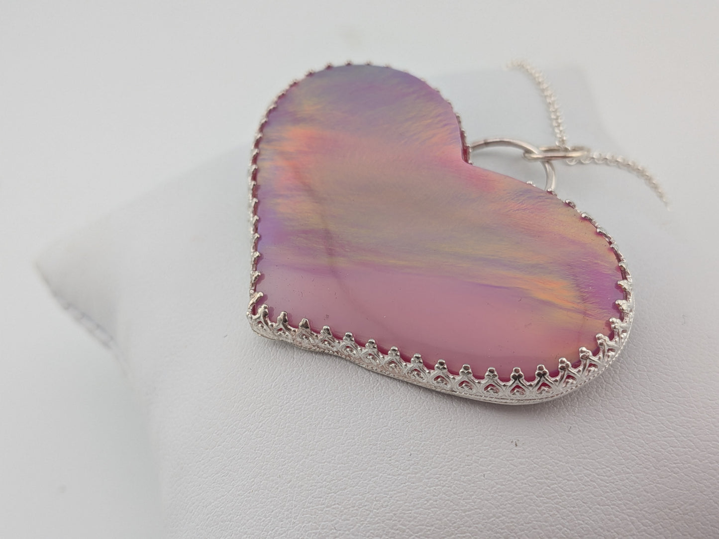 Very Large Aurora Opal Heart Pendant