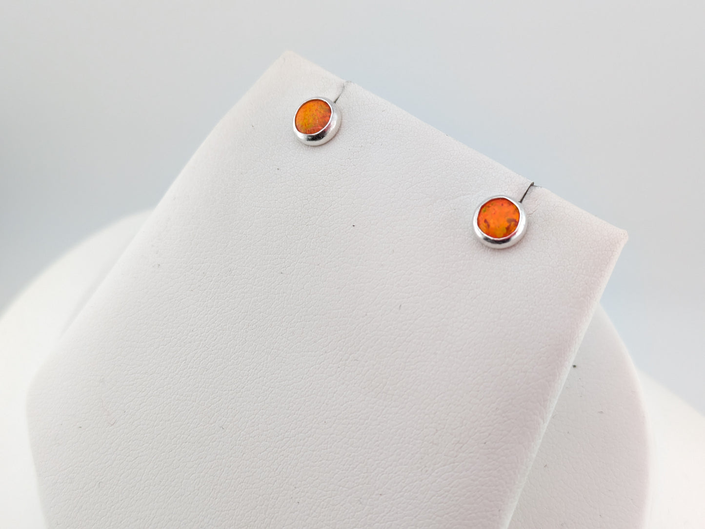 Sunset Flame Lab Opal Sterling Silver Studs