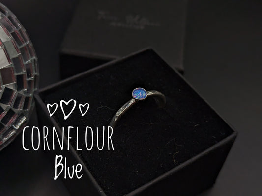 Sterling Silver Band With Cornflower Blue Opal