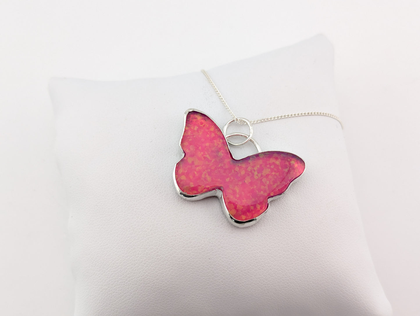 Pink Glitter Butterfly Pendant