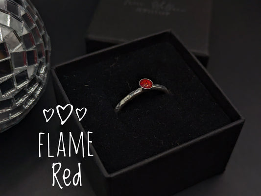 Sterling Silver Band With Flame Red Opal