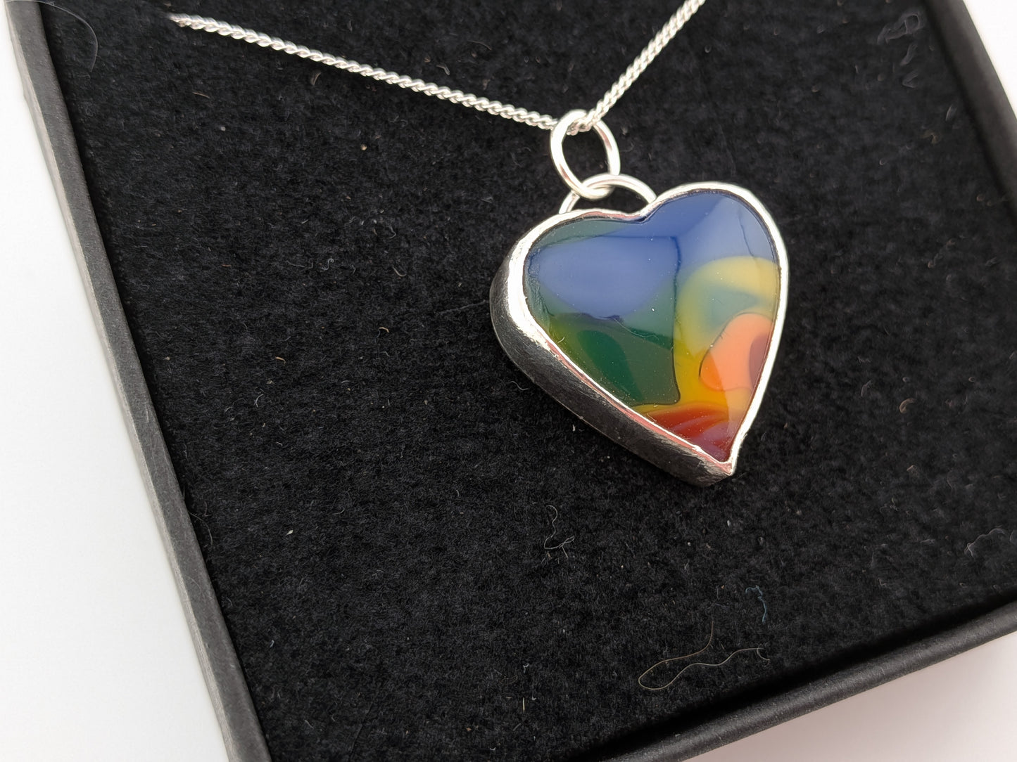 Rainbow Swirl Heart Pendant
