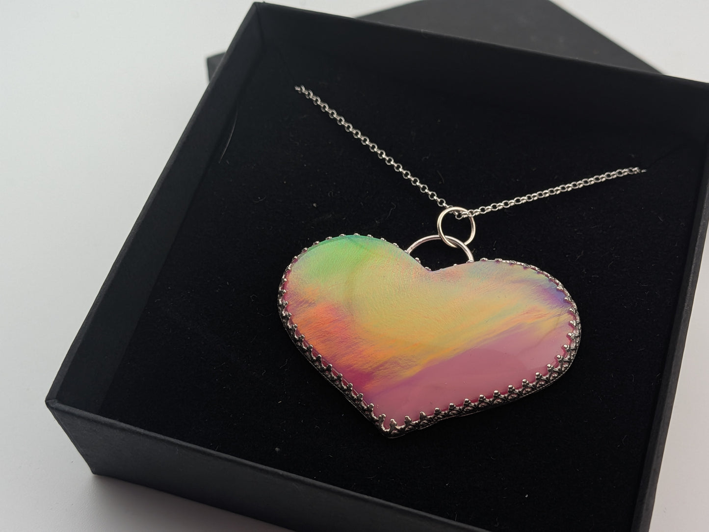 Very Large Aurora Opal Heart Pendant