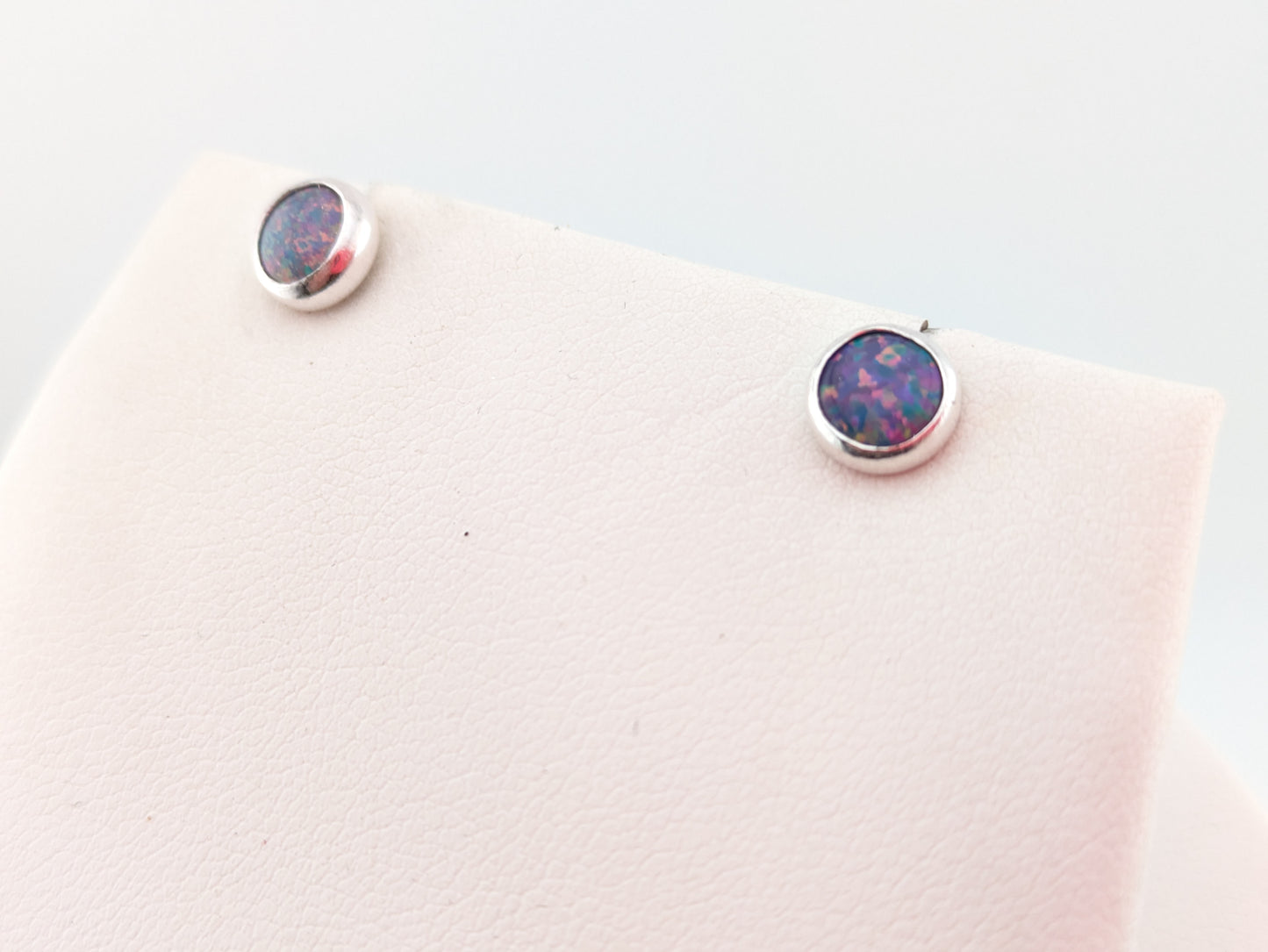 Milky Blue Lab Opal Sterling Silver Studs
