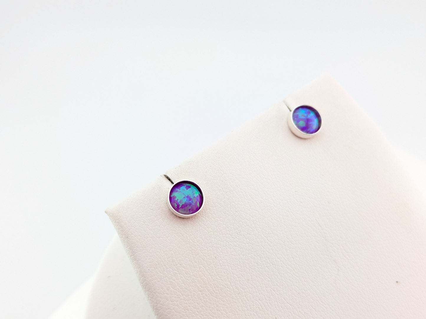 Multi-Violet Lab Opal Sterling Silver Studs