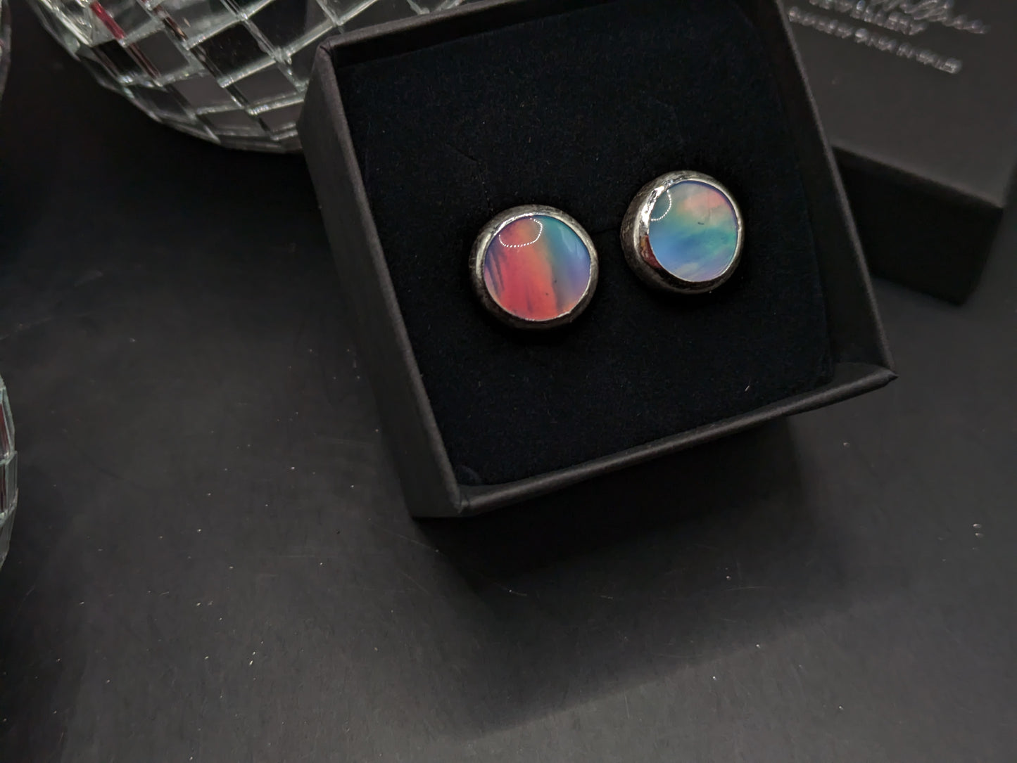 Baby Blue Aurora Opal Studs