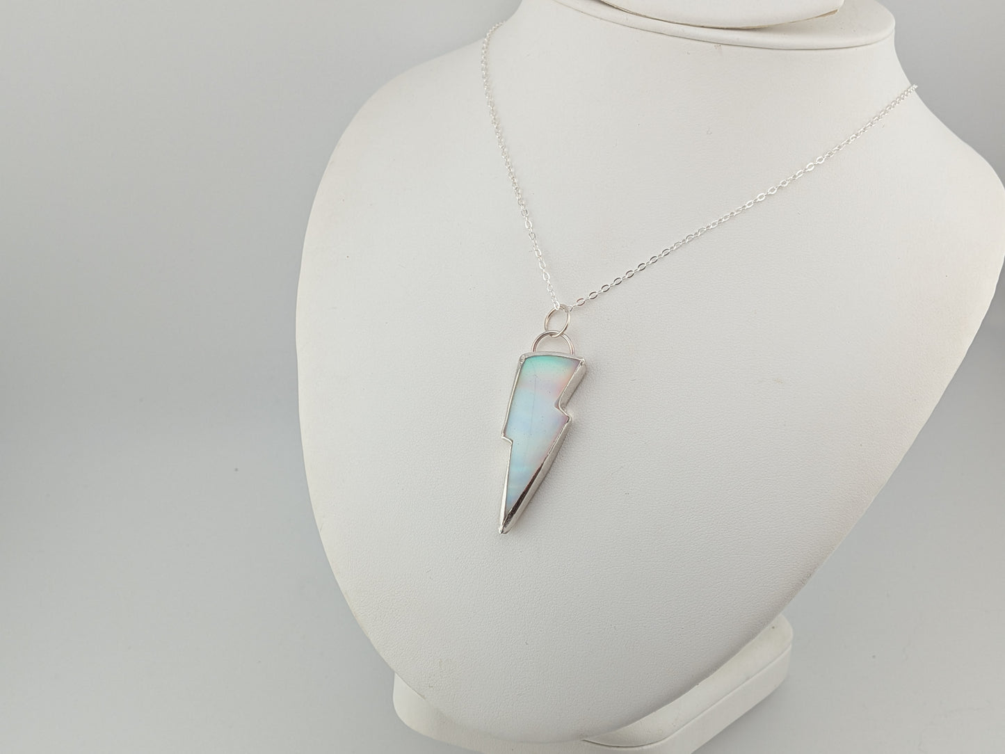 White Iridescent Bolt Pendant