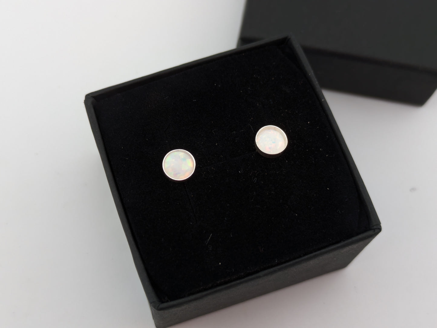 Red & Green Lab Opal Sterling Silver Studs