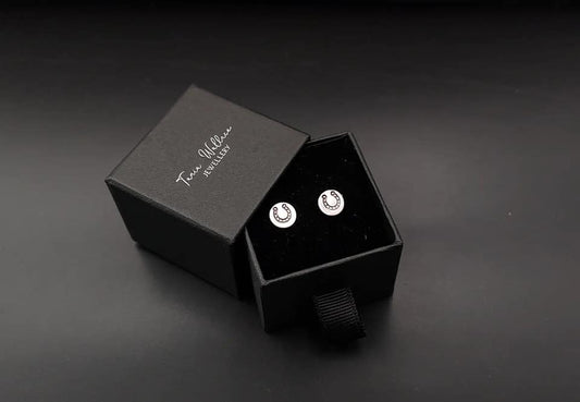 Silver studs with horseshoe design